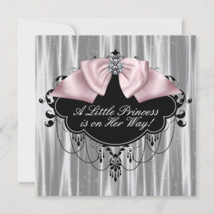 Invitation Baby Shower Fille Princesse Rose Noir