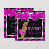 Baby Shower Fille Rayure Zèbre Rose Chaud Afro-Amé