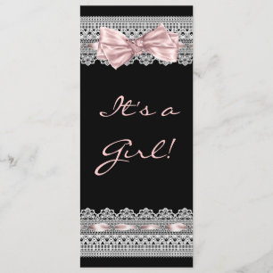 Invitation Baby Shower Fille Robe de Dentelle Blanche Rose et