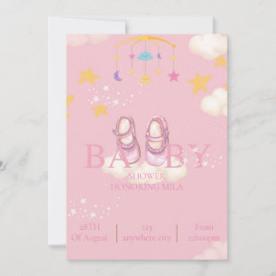 Invitation Baby shower fille rose