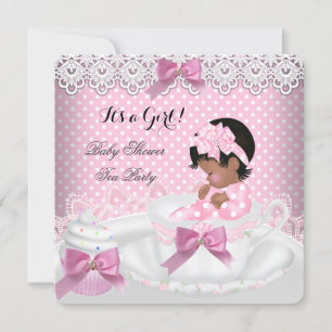 Invitation Baby Shower Fille Rose Bébé Tasse à Thé Cupcake 2a