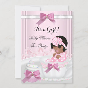 Invitation Baby Shower Fille Rose Bébé Tasse à Thé Cupcake 4a