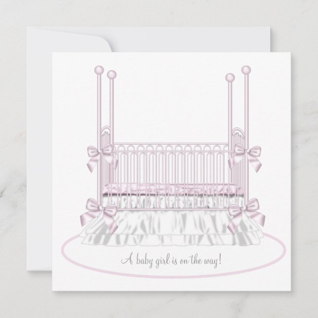 Invitation Baby shower fille rose blanche (Devant)