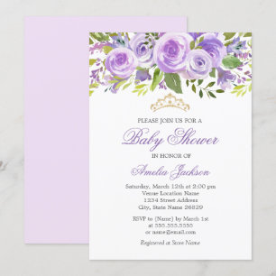 Invitation Baby Shower Fille Rose Fleur de Lavande