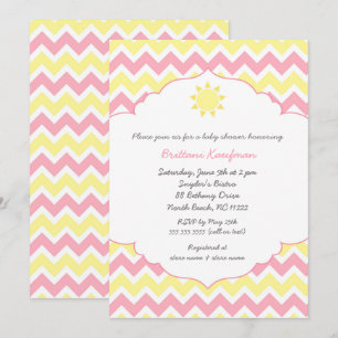 Invitation Baby shower fille rose jaune soleil