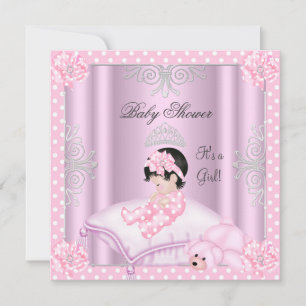 Invitation Baby shower fille rose princesse Tiara