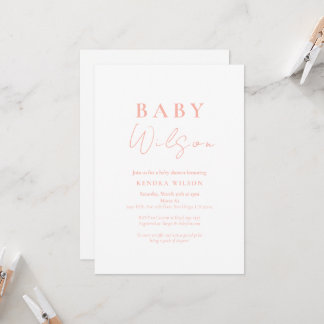 Invitation Baby shower fille rose simple élégant