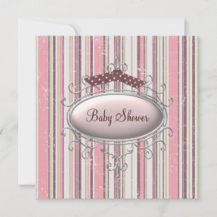 Invitation Baby Shower Fille Shabby Chic Brun Rose