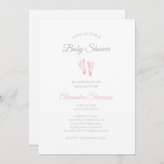 Invitation Baby shower Fille Simple Precious Empreintes roses