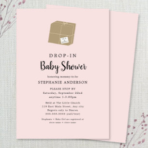 Invitation Baby shower fille simple rose DROP-IN