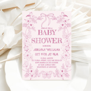 Invitation Baby shower Fille Toile Rose