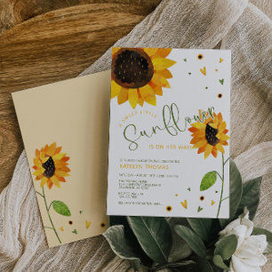 Invitation Baby shower fille tournesol mignonne