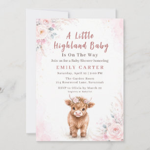 Invitation Baby Shower Fille Vache des Highlands