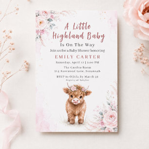 Invitation Baby Shower Fille Vache des Highlands