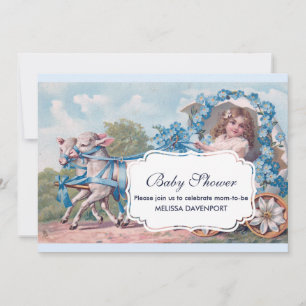 Invitation Baby Shower Fille Vintage dans un Carrosse avec de