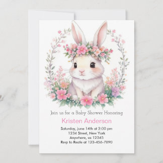 Invitation Baby shower fille Whispers Bunny