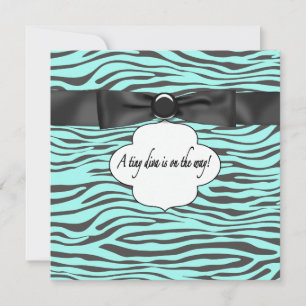 Invitation Baby Shower Fille Zèbre Bleu Sarcelle