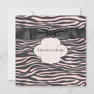 Invitation Baby Shower Fille Zèbre Noir Rose