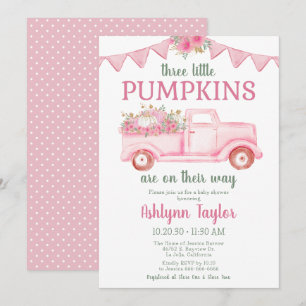 Invitation Baby Shower Fillettes Triplées Petit Citrouille