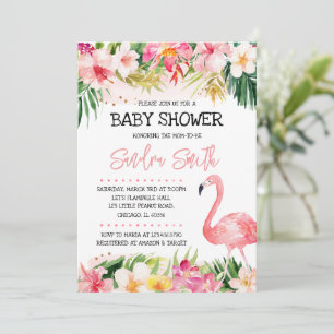 Invitation Baby Shower Flamant Rose