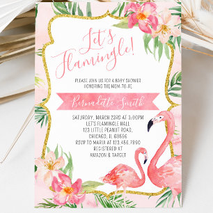 Invitation Baby-Shower Flamant Rose
