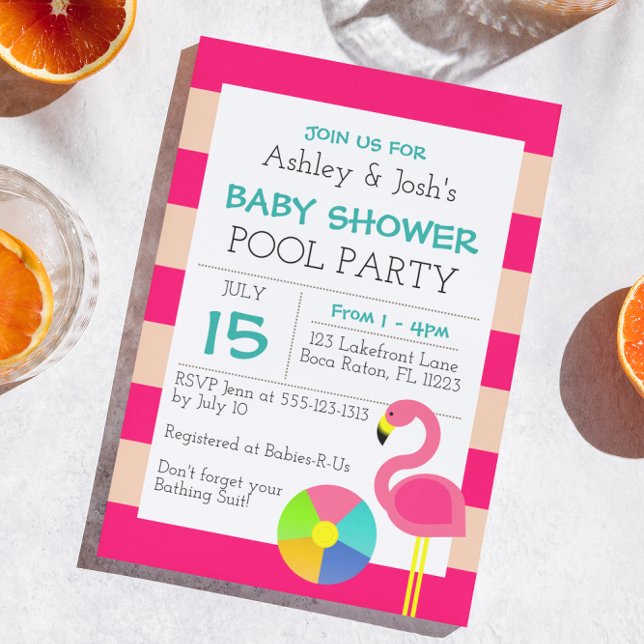 Invitation Baby Shower Flamant Rose (Créateur téléchargé)