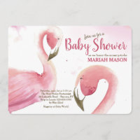 Invitation Baby shower Flamant rose rose