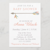 Invitation Baby shower Flèche et plumes