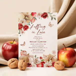 Invitation Baby Shower Fleur Automnal Pomme et Citrouille