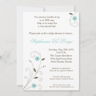 Invitation Baby shower Fleur Bleu Printemps