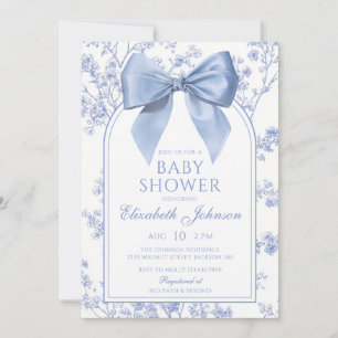 Invitation Baby Shower Fleur Bleue Vintage