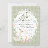 Baby Shower Fleur de Gingham Silly Goose Verte