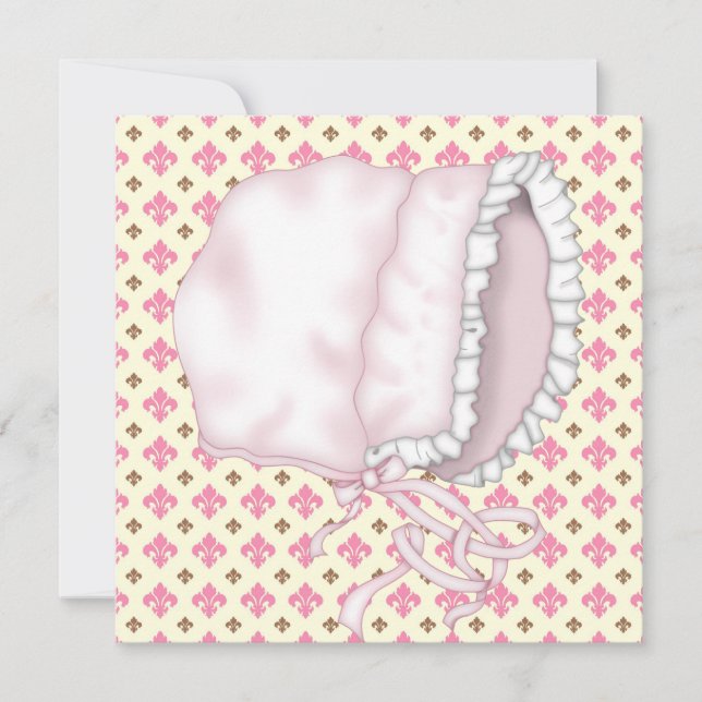 Invitation Baby shower Fleur de Lis Brown rose Jaune (Devant)