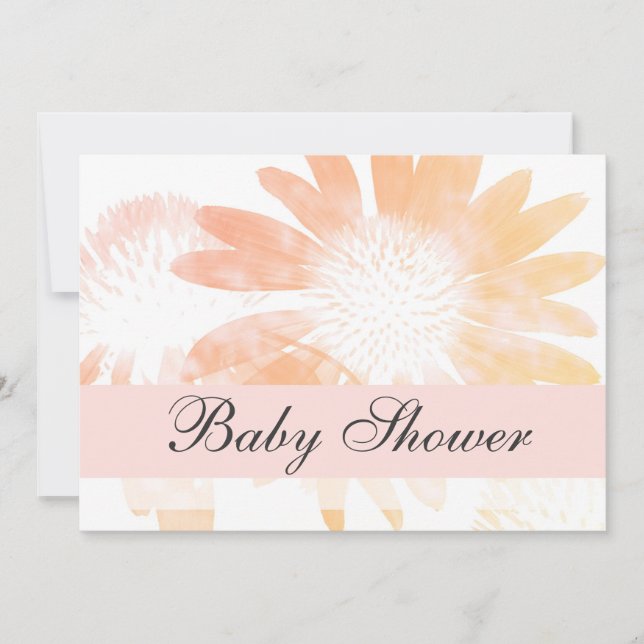 Invitation Baby shower Fleur Faisy Peach Elegant (Devant)