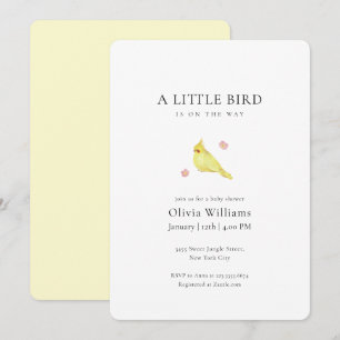 Invitation Baby Shower Fleur Minimaliste Petits Oiseaux