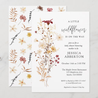 Invitation Baby shower Fleur Petit Fleur sauvage