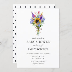 Invitation Baby shower fleur sauvage