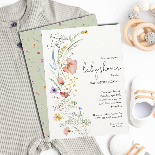 Invitation Baby shower fleur sauvage (Créateur téléchargé)