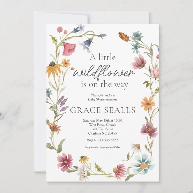 Invitation baby shower fleur sauvage (Devant)
