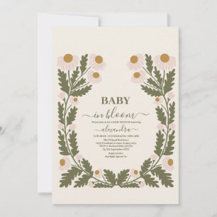 Invitation Baby shower fleur sauvage à charpente