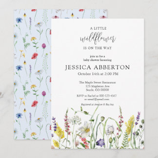 Invitation Baby shower Fleur sauvage aquarelle