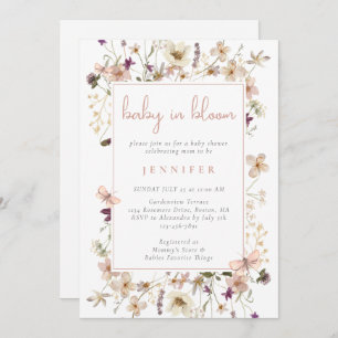 Invitation Baby shower Fleur sauvage Baby In Bloom Boho