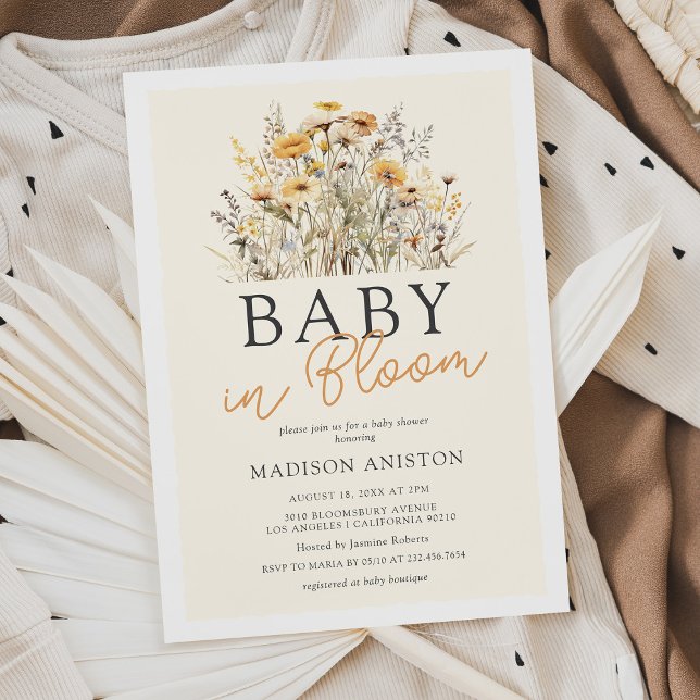 Invitation Baby shower Fleur sauvage Baby In Bloom Boho (Créateur téléchargé)