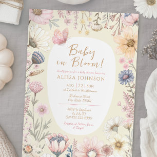 Invitation Baby shower Fleur sauvage bébé en fleurs