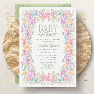 Invitation Baby shower Fleur sauvage bébé en fleurs printemps