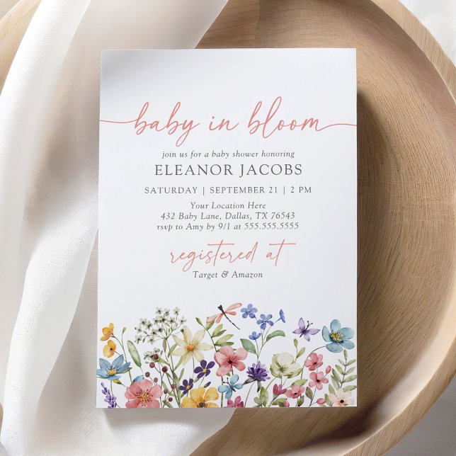 Invitation Baby shower Fleur sauvage bébé en fleurs printemps (Créateur téléchargé)