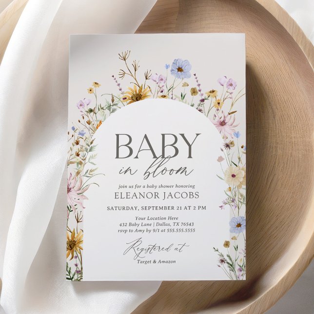 Invitation Baby shower Fleur sauvage bébé en fleurs printemps (Créateur téléchargé)