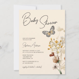 Invitation Baby shower fleur sauvage Boho