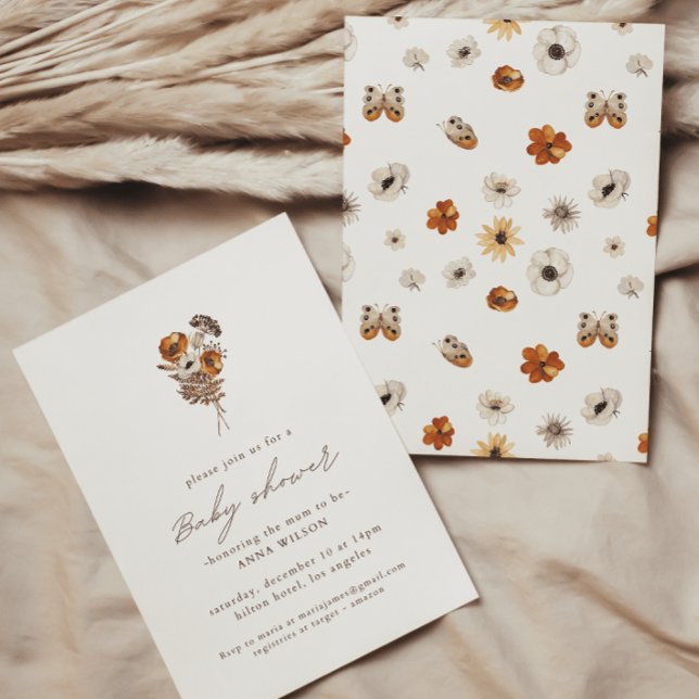 Invitation Baby shower fleur sauvage Boho (Créateur téléchargé)