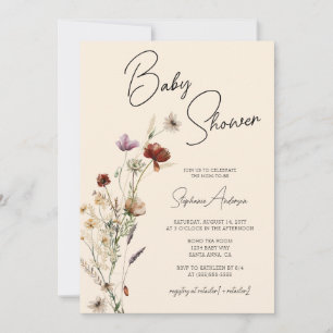 Invitation Baby shower Fleur sauvage Boho Automne